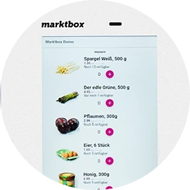 Marktbox-App Ansicht der Produktauswahl
