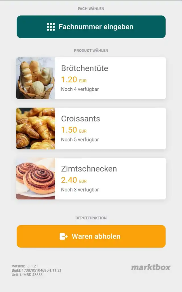 Touchscreen van de marktbox: Overzicht