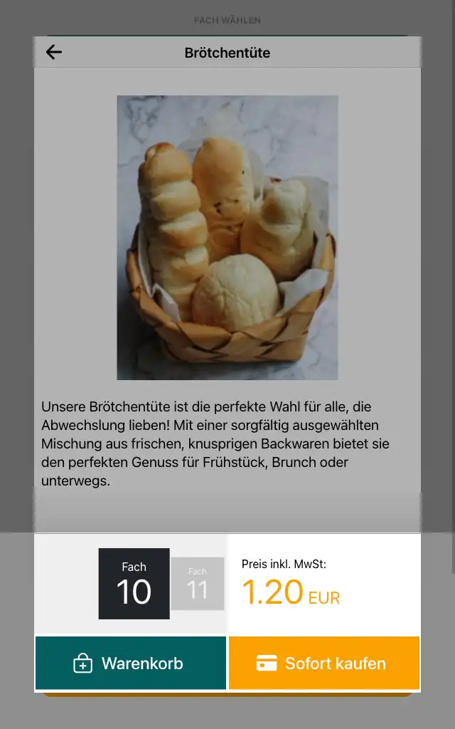 Touchscreen van de marktbox: Winkelmand