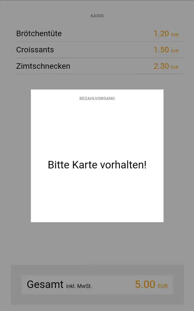 Touchscreen van de marktbox: Betaling