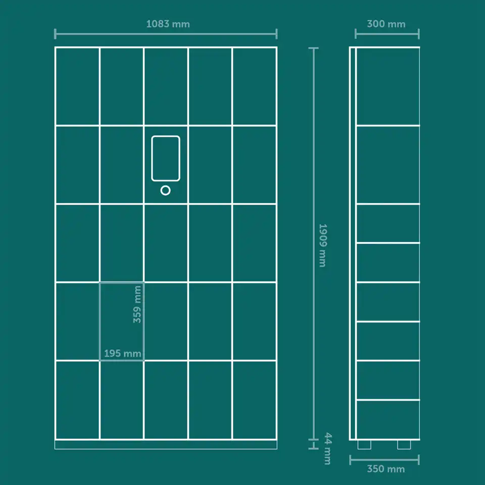Maattekening van de marktbox 24