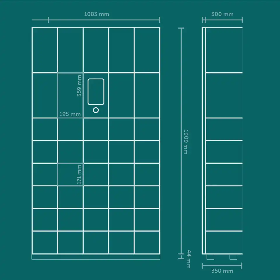Maattekening van de marktbox 39